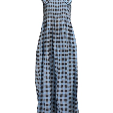 Ganni - Blue & Black Checkered Print Wide Peter | Current Boutique - DMV -  Bethesda, Clarendon, DC, Old Town | ATTIC