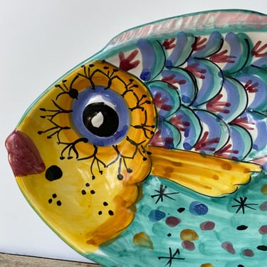 Vintage Italian Ceramic Fish Tray, Wall Hanging, Colorful Fish Hanging, Serving Tray, Pool Party, Italy, Dipamfino Positano, Appetizers 
