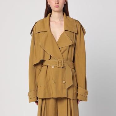 The Andamane Double-Breasted Overcoat In Ochre Yellow Women