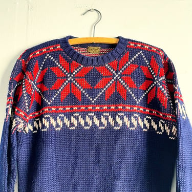 Vintage 1940s Bermuda Knit Novelty Sweater Christmas Winter Size S to M 