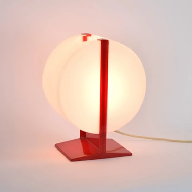 Vintage Atomic Space Age Mid-Century Modern Red and White Plastic Table Desk Lamp 
