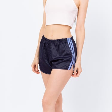Vintage 80s Adidas Striped Track Shorts - Men's Small, Women's Medium | High Waisted Navy Blue Running Shorts 