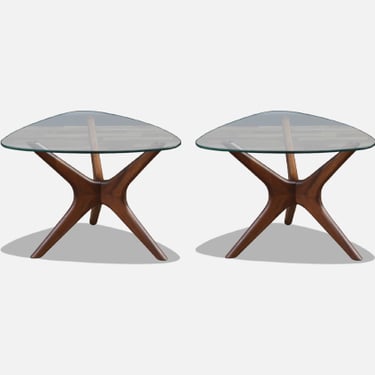 Adrian Pearsall "Jax" Sculpted Walnut Side Tables