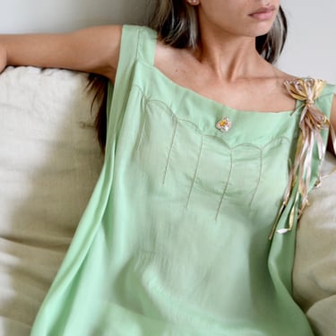 silk pale green 40s nightie / maxi dress 