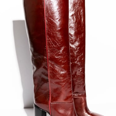 RAG & BONE Red Patent Leather Wide Shaft Knee High Boots (Sz. 40)