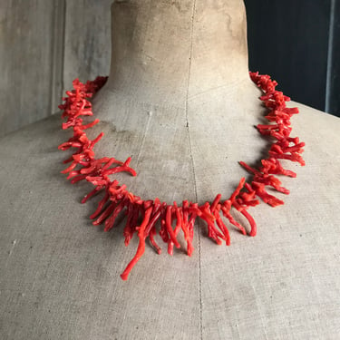 Red Coral Branch Necklace, Natural, Graduated Sizes, Vintage, 38 grams, Vintage Jewelry, KH 