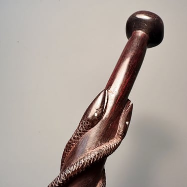 Antique Zulu Prestige Staff with Triple Twisted Snakes - Rare Turn of the Century South African Cane Stick - Mayo Clinic Provenance 