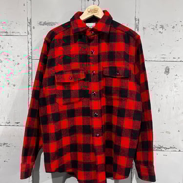 Vintage Buffalo Plaid Wool Jacket shacket XL Flannel Melton winter master brand 