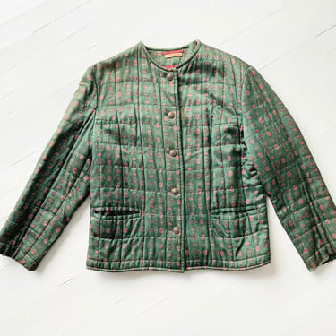 Vintage Quilted Forest Green Print Jacket 