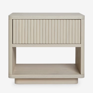 Lulu and Georgia Fluted White Wash Rutherford Nightstand w Drawer FFE-804