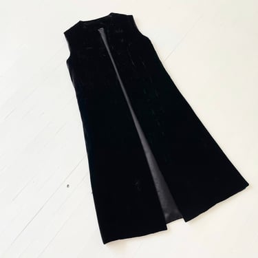 Vintage Black Velvet Long Vest 