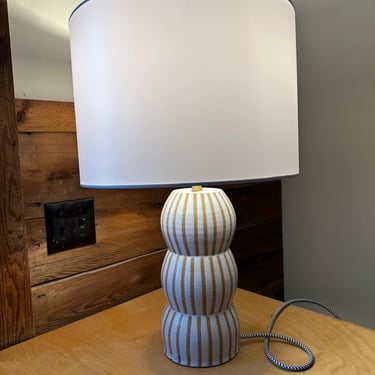 Lamp - Cool White and Beige Striped 