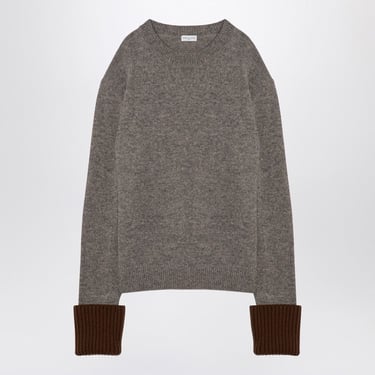 Dries Van Noten Grey Mélange Jumper With Contrasting Cuffs Men