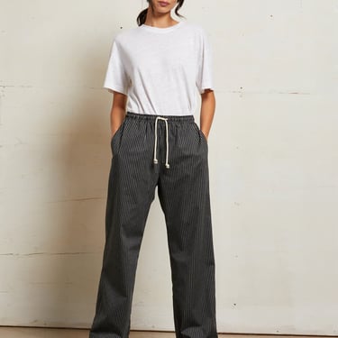 Andi Poplin Pants in Black Stripe