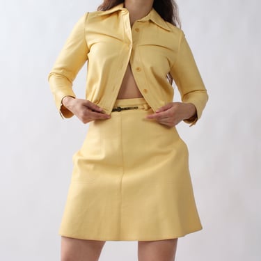 70s Sunny Yellow Faux Leather Set - W24