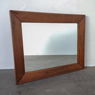 Small Antique Mitered Wood Frame Wall Mirror Early 20th Century 