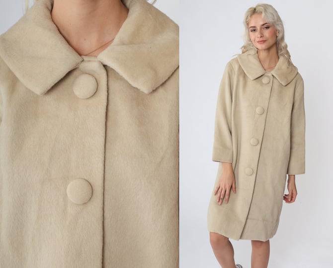 [KIMHEKIM] / ☆ Classic Pea Coat / Beige 60s Coat Beige Peacoat Mod Jacket Retro Button up Winter