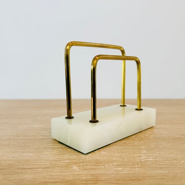 Vintage Marble Base Desk Organizer Letter Holder 