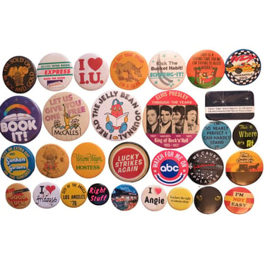 Vintage Pinback Button -  60s 70s 80s 90s Misc Themes - Misc. Novelty Pins - You Choose - Genuine Vintage Pin Button 