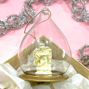 VINTAGE: Angel Blown Glass Nativity Ornament - Glass Dome Ornament 