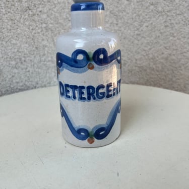 Vintage M. A. Hadley pottery detergent bottle with top and plastic stopper size 6.5” x 2.5” 