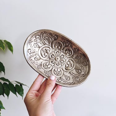 Vintage Indian Hammered Tin Tray 