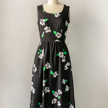 1960s Dress Cotton Hawaiian Floral S 