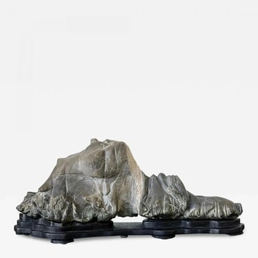 Chinese Scholar Stone Lingbi Type Mountain with Display Stand