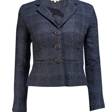 Tory Burch - Navy Boucle Triple Button Front Blazer Sz 0