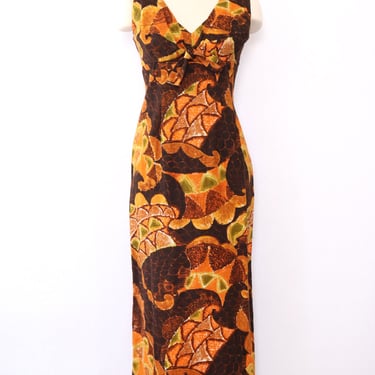 1960s Barkcloth Hawaiian Maxi M