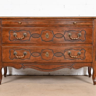 Baker Furniture French Provincial Louis XV Carved Walnut Commode or Chest of Drawers
