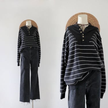 pocketed striped pullover sweater 