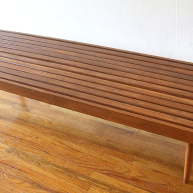 Mid Century Modern Slatted Table Bench