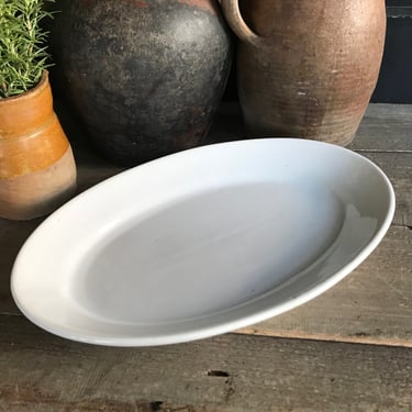 French White Ironstone Platter, 14 inch White Oval Serving Dish, French Cuisine, Farmhouse, Farm Table Kitchen 