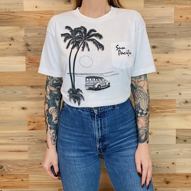 Vintage Thin and Soft Sun Pacific Beach Pocket Tee Shirt 