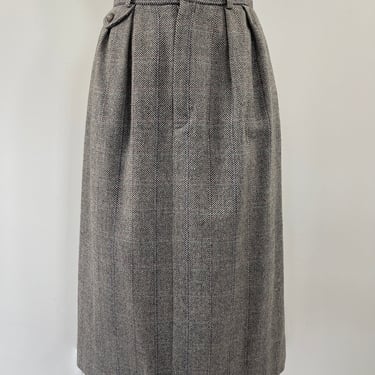 1980s Ralph Lauren Wool Herringbone Pencil Skirt 