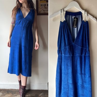 70s Blue Terry Dress w/ Rope Straps (S/M)