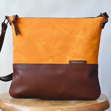 Goldenrod Yellow Waxed Canvas and Leather Day Bag
