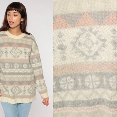 Ecuadorian Wool Sweater 90s Fair Isle Snowflake Print | Shop Exile