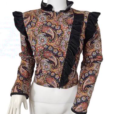Sauci 1970s/80s Paisley Print Cropped Quilted Jacket I Sz Sm 