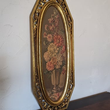 1964 Syroco MCM Ornate Gold Frame Floral Wall Art 