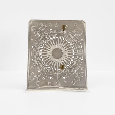 Oneida Silver plate Perpetual Calendar Spiritual Zodiac Astrological Desktop 