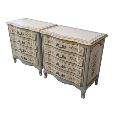 COMING SOON - Vintage John Widdicomb Floral Embellished French Provincial Nightstands - a Pair