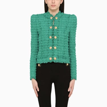 Balmain Emerald tweed jacket