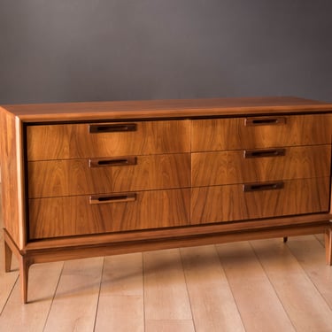 Mid-Century Modern Walnut United Double Dresser 