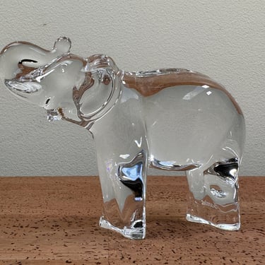Baccarat Crystal Elephant | Good Luck Trunk Up | Scuplture Figurine Paperweight 