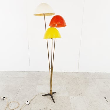 Mid century mushroom floor lamp, 1950s - vintage fiberglass floor lamp - vintage design floor lamp - coloured vintage floor lamp 