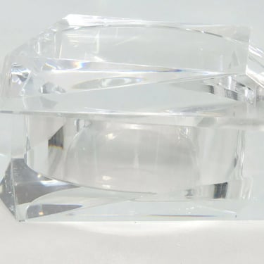 Prismatic Mid Century Modern Italian Clear Lucite Box with Lid by TMS 895C