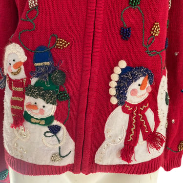 80's 90's Vintage UGLY xmas SWEATER, ugly Xmas sweater, christmas snowman family sweater, xmas Heirloom Collectibles fits small medium s m 