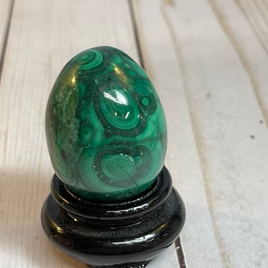 Malachite Hand Carved Polished Semi Precious Stone Egg from Africa Home or Office Decor Healing Crystal Collectible RARE Great Gift Idea 